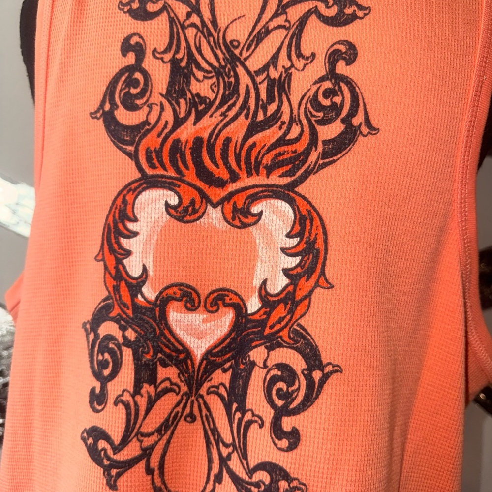 Harley-Davidson Women's Orange Sleeveless Tank with Studded Logo - Picture 4 of 5